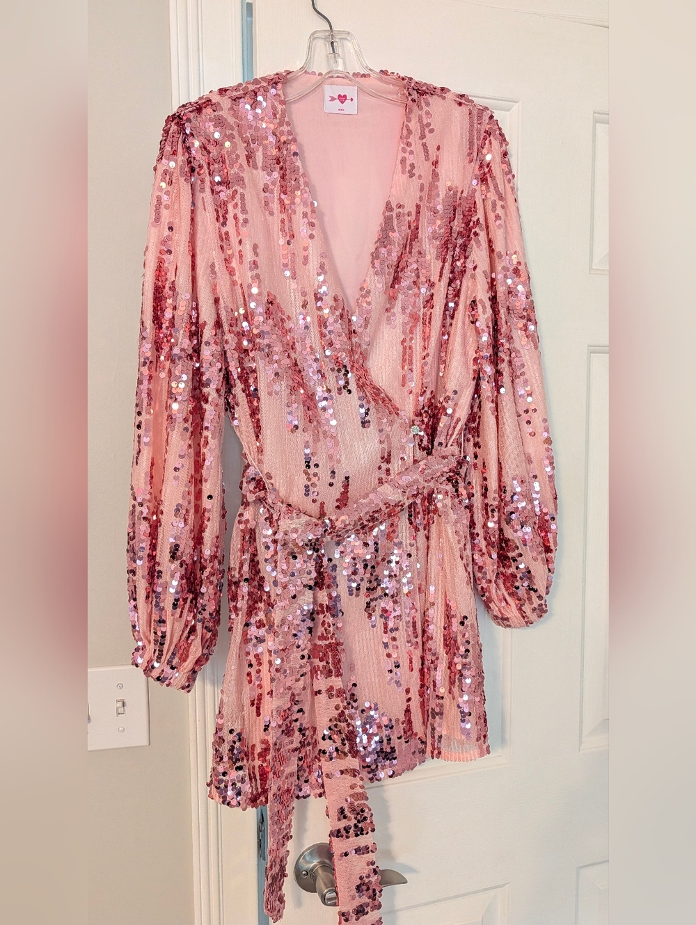 Buddy Love Pink Sequin Wrap Dress